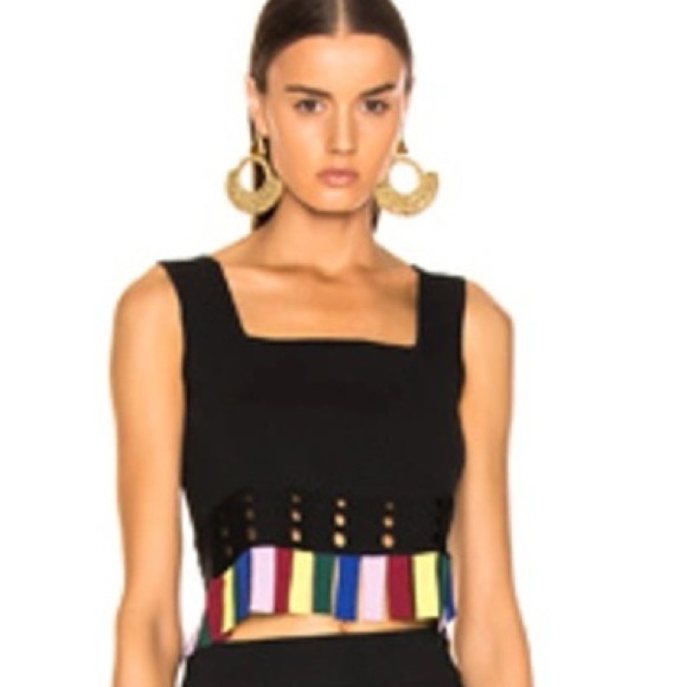 STAUD Black Tank Top with Multicolor Stripes - Never Worn